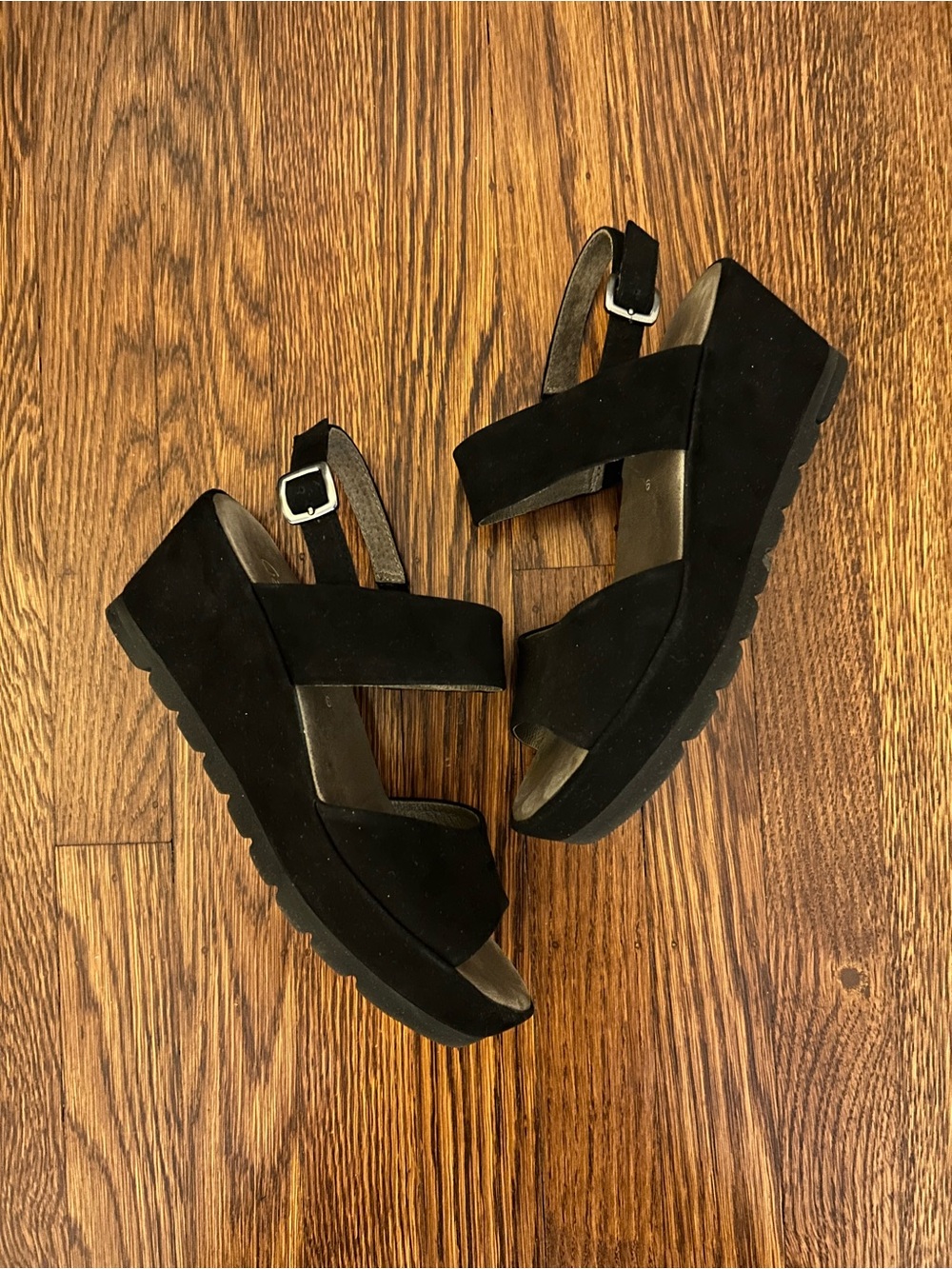 Gabor Women's Black Platform Sandals - Classic Strappy Wedge 8.5 (US) | 6 (UK)